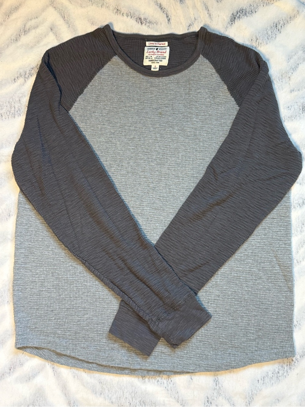Lucky Brand Gray Waffle Thermal with Charcoal Trim